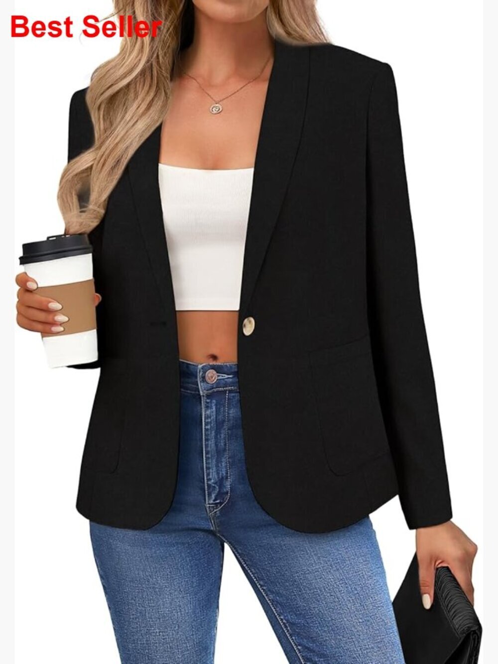 Linen Blend Blazer Shawl Lapel Long Sleeve Lightweight Office Travel